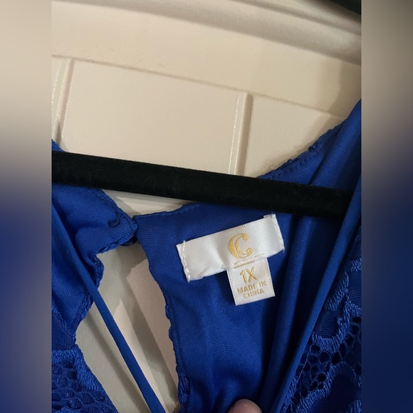 Charming Charlie Blue Floral Lace Sleeveless Shift Mini Dress - Picture 2 of 7